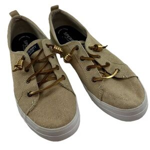 Sperry Women's Gold Crest Vibe Textile Sparkle Sneaker Size 9.5 STS99252